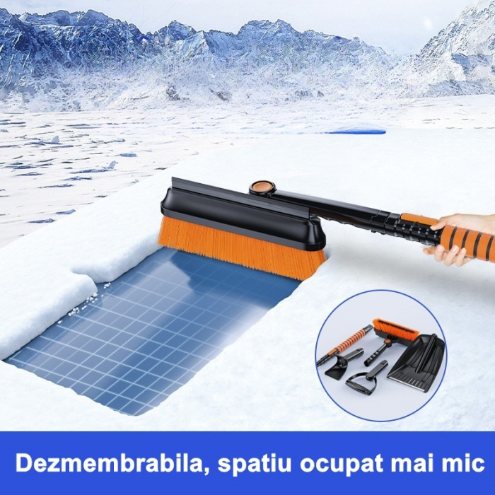 Lopata pentru zapada Flippy, 5 in 1, Perie, Racleta, 2 tipuri de Lopeti, Rotativa, Telescopica, Detasabila, Material Aluminiu si ABS, 100 x 25 cm, negru [3]