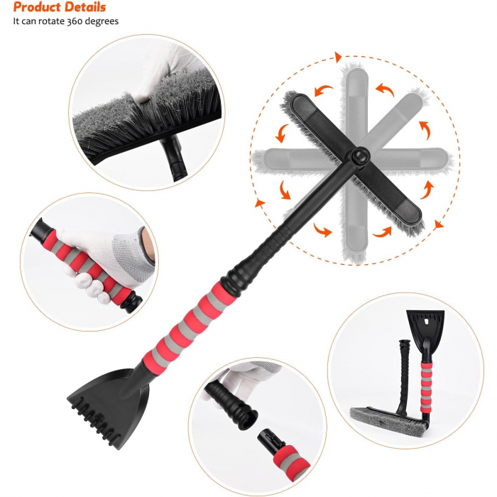 Perie de Zapada cu Racleta pentru Masina, Flippy, Multifunctionala, Rotativa, Demontabila, [2]