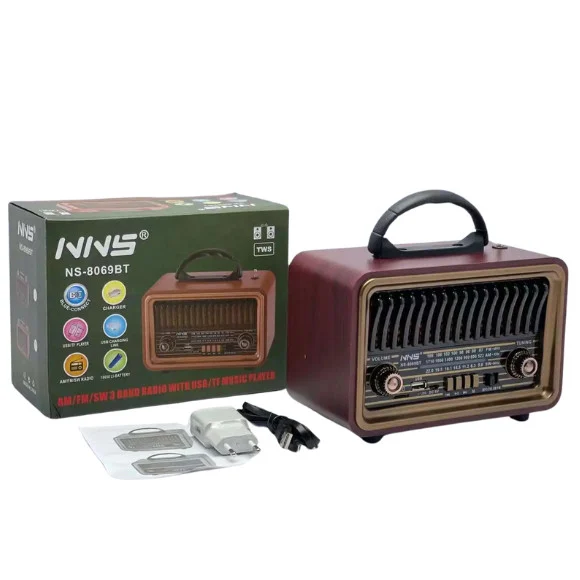RADIO PORTABIL RETRO NS 8069 BT, ACUMULATOR,USB, BLUETOOTH, AUX, USB [3]