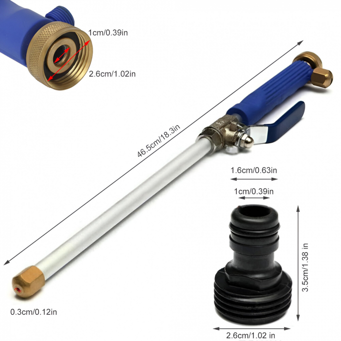 Set Accesoriu cu Presiune Reglabila, Flippy, pentru Furtun, cu Duze si Conector, Pulverizator de Apa, Tija de Stropit, 46.5 cm Lungime, Albastru [6]