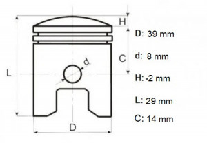 Set piston 4T GX35 39 mm, [2]