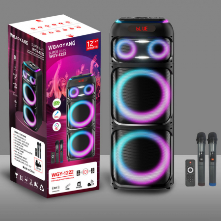 Boxa Portabila - Boxă Bluetooth portabilă cu două microfoane Wireless ..
