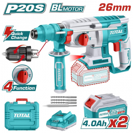 Scule pe acumulator - CIOCAN ROTOPERCUTOR - 2J - LI-ION - 20V - MOTOR FARA PERII CU ACUMULATOR SI ACCESORII