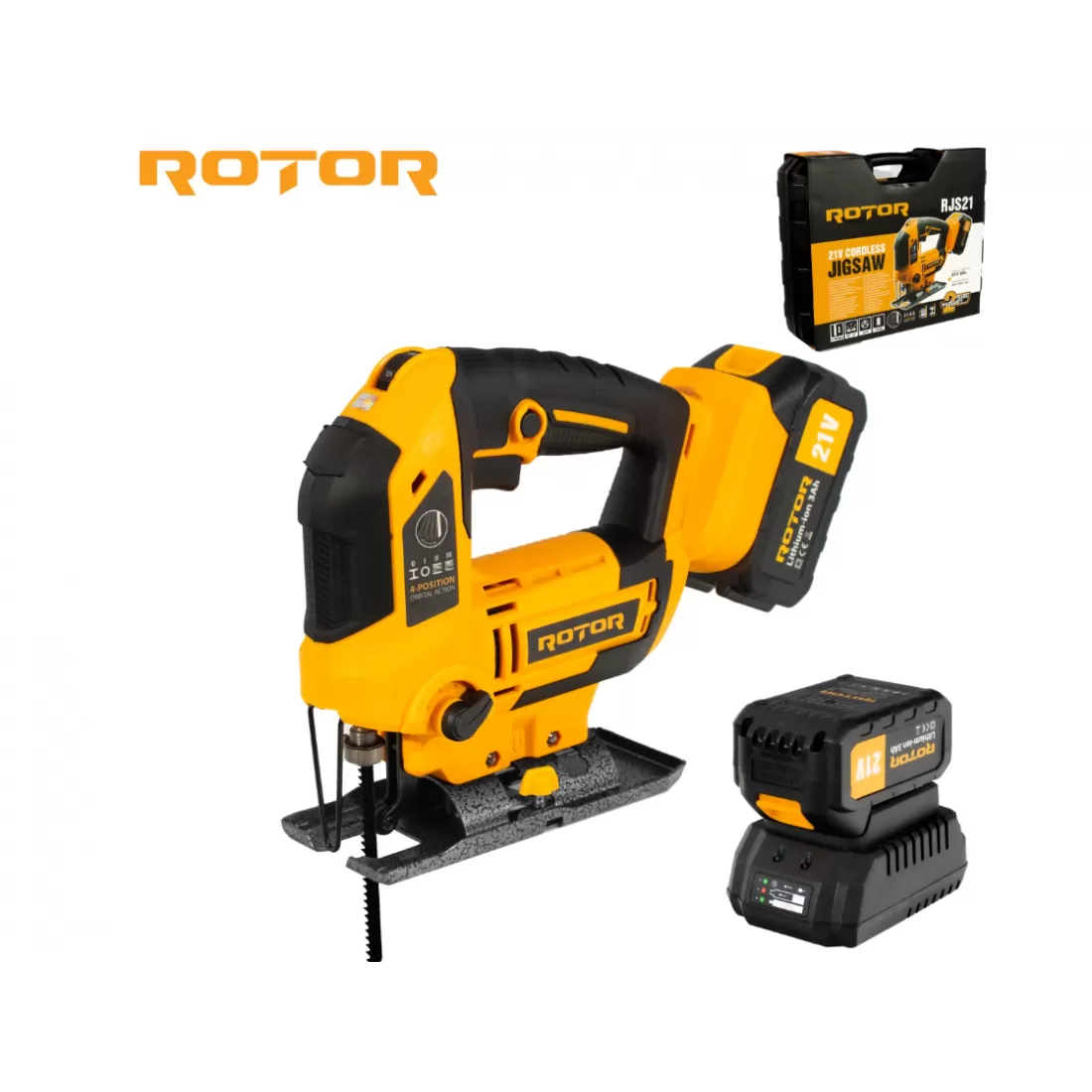 Circular - Fierastrau pendular pe acumulator ROTOR RJS21,21V/ 3 Ah, 750W, 3000 rot/min