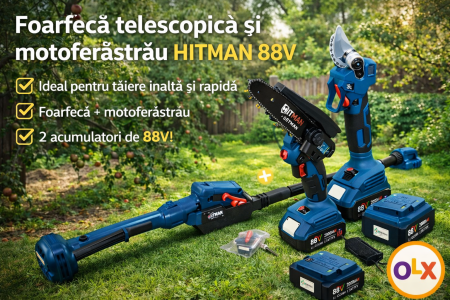 Fierestrau si Foarfece - HITMAN 88V – Set Foarfecă de Tuns + Motoferăstrău pentru CrengiHITMAN 88V – Set Foarfecă de Tuns + Motoferăstrău pentru Crengi