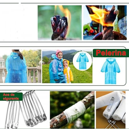 Kit supravietuire multifunctional Flippy, Instrumente profesionale, Trusa de Prim-Ajutor, pentru Camping, Drumetii, Aventuri in aer liber, borseta inclusa, model army [8]
