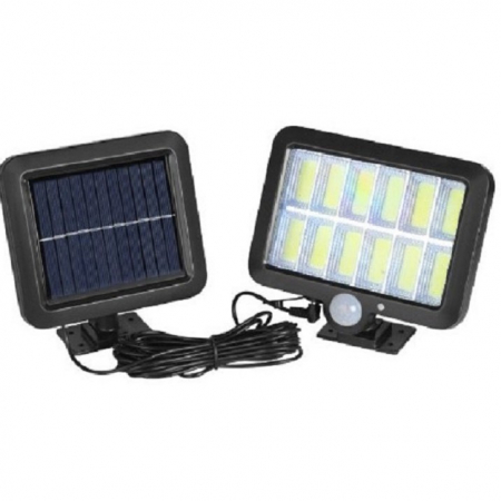 Panou Solar - Lampa Solara LED 120 COB, 12 Grile, Senzor de Lumina si Miscare, Lungime Cablu 5 m, Lumina Alba
