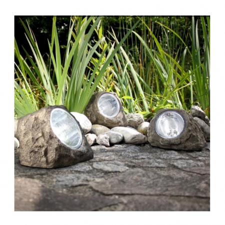 Lampa solara LED decorativa pentru gradina Flippy, imitatie piatra, lumina puternica 4 LED-uri, 12 x 15 cm [4]