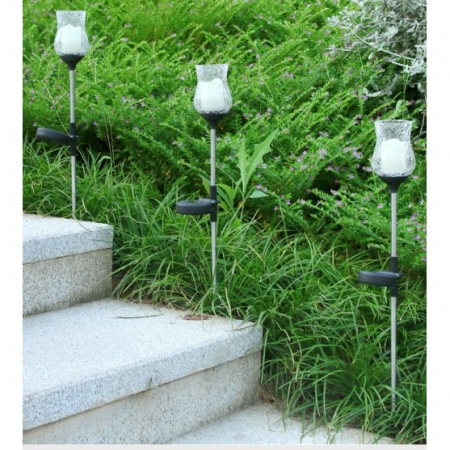 Lampa solara LED tip Lalea pentru gradina Flippy, inaltime 55 cm, material sticla si ABS [1]