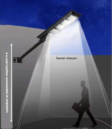 Lampa solara stradala , cu telecomanda, senzor de miscare si lumina 200 watt [5]