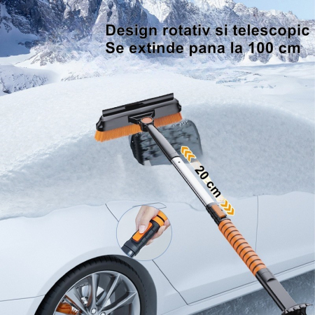 Lopata pentru zapada Flippy, 5 in 1, Perie, Racleta, 2 tipuri de Lopeti, Rotativa, Telescopica, Detasabila, Material Aluminiu si ABS, 100 x 25 cm, negru [3]