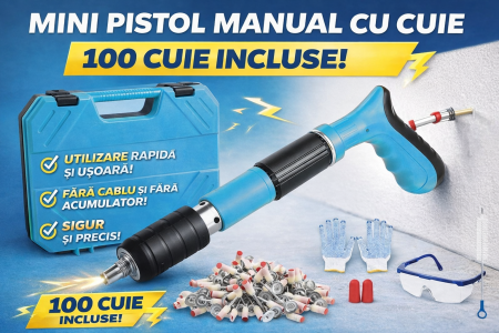 Unelte Gradinarit - Minipistol pentru fixarea cuielor 100 cuie Bonus in sett .