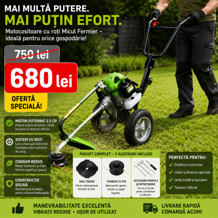 Motocoase si Accesori - Motocositoare cu roți Micul Fermier – Putere, confort și eficiență pentru orice gospodărie!