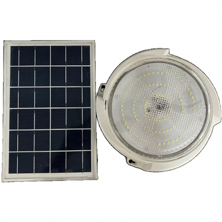 Panou Solar - Plafoniera solara Flippy, 100 W, diametru 240 MM, cu telecomanda, Lungime prelungitor: 4.6 m, alb rece