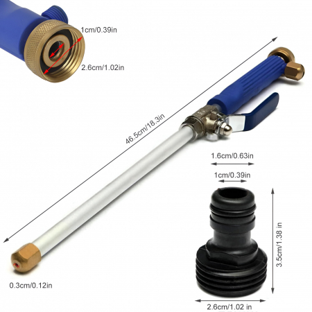 Set Accesoriu cu Presiune Reglabila, Flippy, pentru Furtun, cu Duze si Conector, Pulverizator de Apa, Tija de Stropit, 46.5 cm Lungime, Albastru [5]