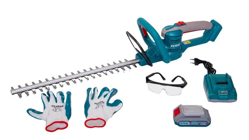 Scule pe acumulator - TOTAL - TRIMMER PENTRU TUNS GARD VIU - LI-ION - 20V (INCLUDE ACUMULATOR SI INCARCATOR)