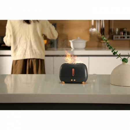 Umidificator - Umidificator de tip flacara, Flippy, cu aromaterapie, 7 culori, 250 ml, negru