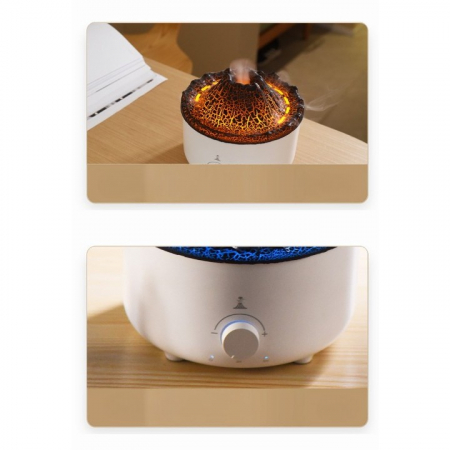Umidificator de tip vulcan, Flippy, cu aromaterapie, cu telecomanda, 560 ml, model V21B, alb [2]