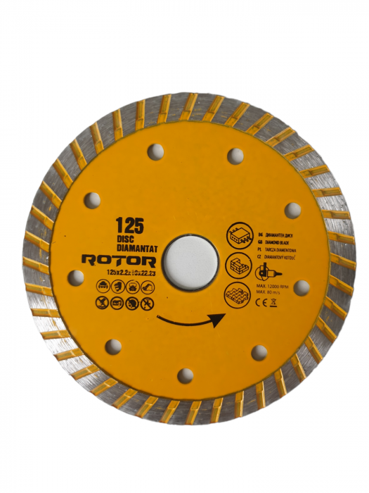 Disc diamantat turbo rotor 125x2.2 x10x22.23