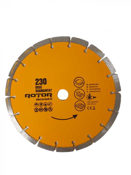 Disc diamantat segmentat rotor 230x2.6x10x22.23