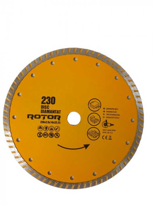 Disc diamantat turbo rotor 230x2.6x10x22.23