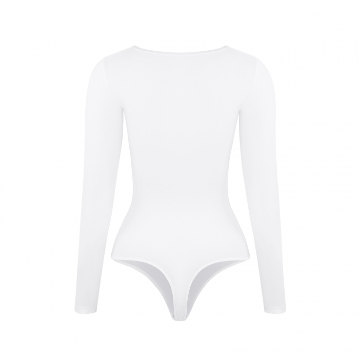 Body modelator tanga cu maneci lungi Erica (Alb) [8]
