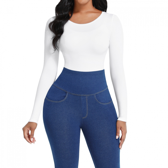 Body modelator tanga cu maneci lungi Erica (Alb) [3]