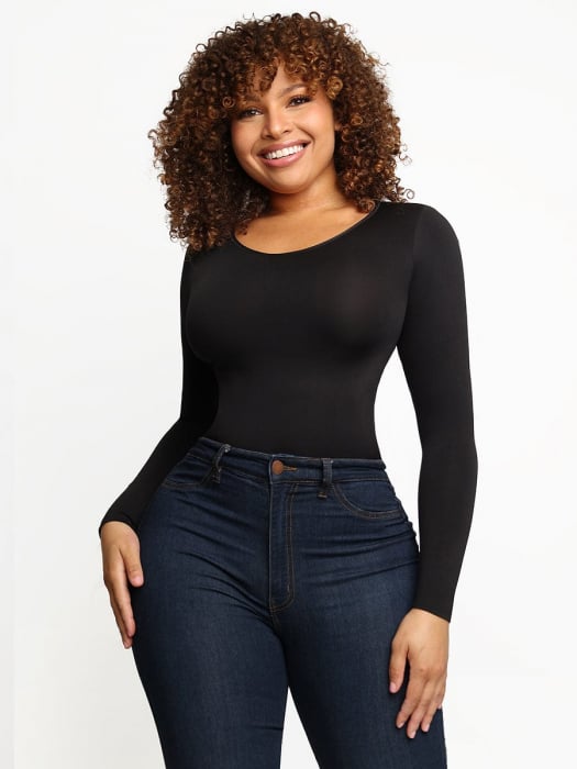 Body modelator tanga cu maneci lungi Erica (Negru) [4]