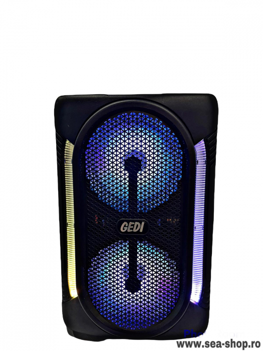 Boxa Portabila cu bass puternic, bluetooth, lumini si microfon, model GEDI 2607 [3]