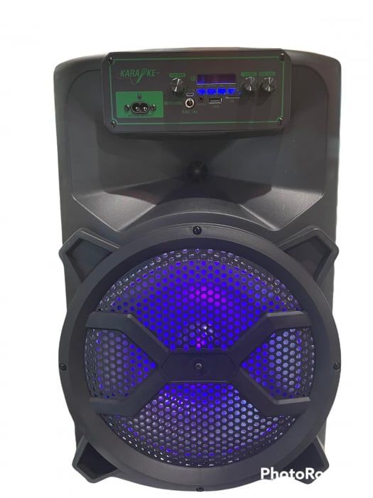 Boxa portabila 12 inch tip troller cu lumini colorate si microfon Karaoke, model ZQS 12101 [1]