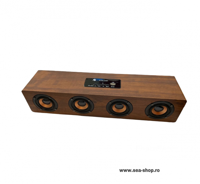 Boxa Portabila Bluetooth KTS-1108, culoare lemn maro [3]