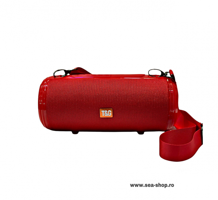 Boxa Portabila Bluetooth T&G 537 cu LED si curea, culoare rosu [3]