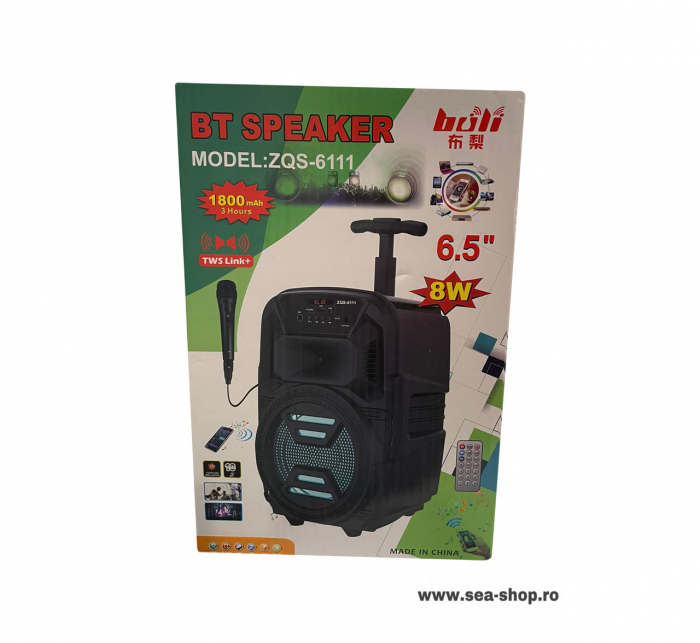 Boxa Portabila tip Troller cu microfon, telecomanda si maner, model BT ZQS-6111 [4]