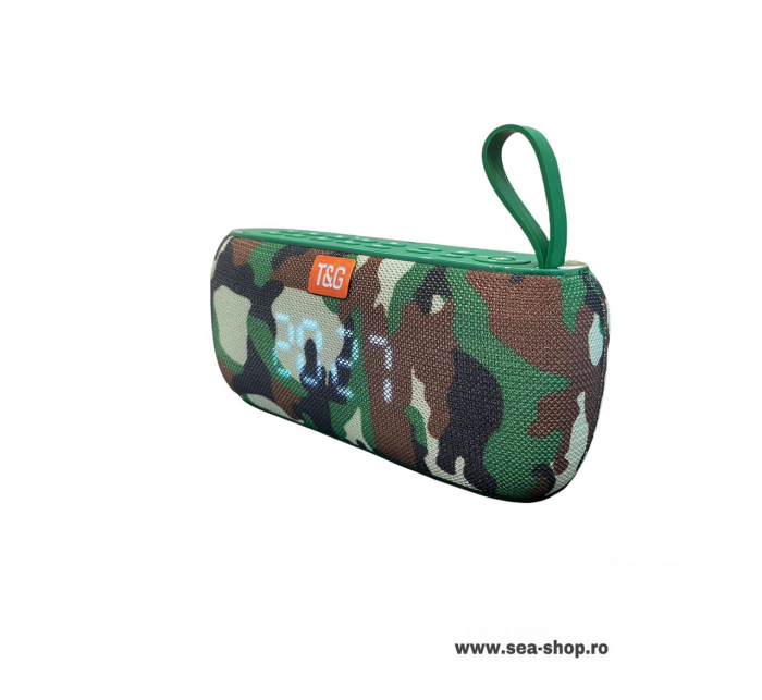 Boxă Portabilă Bluetooth cu Ceas, Termometru si Radio FM, Army - Camuflaj [2]