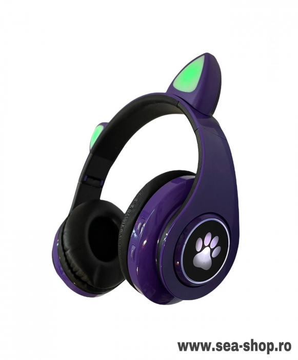 Casti Wireless CATS cu lumini RGB, mov [3]
