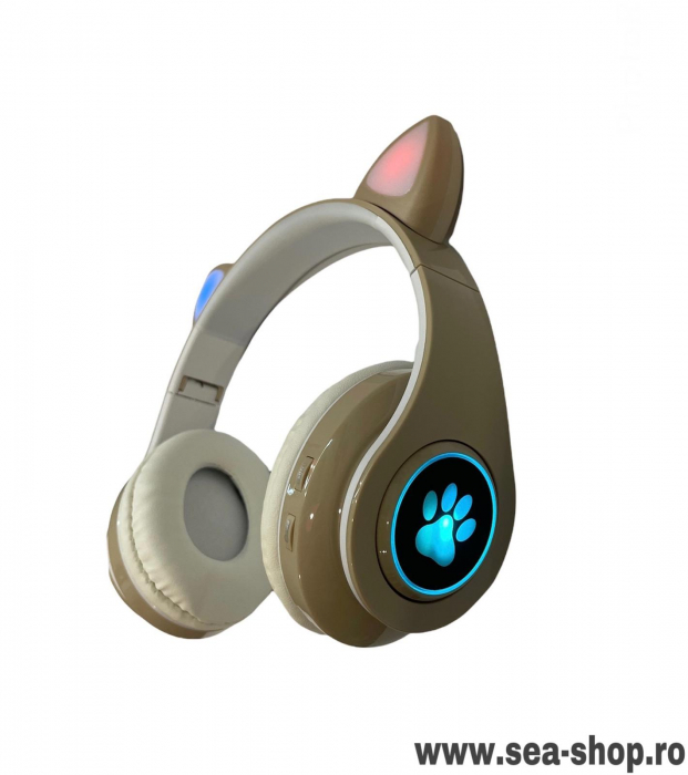 Casti Wireless CATS cu lumini RGB, crem [2]