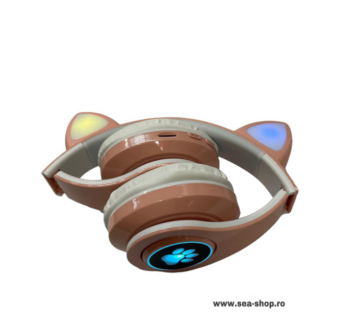 Casti Wireless CATS cu lumini RGB, roz [3]