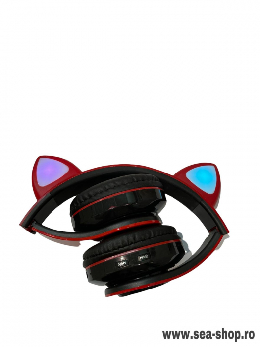 Casti Wireless CATS cu lumini RGB, rosu-grena [4]