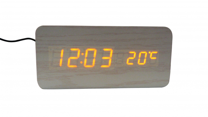 Ceas Digital LED cu aspect de lemn [2]