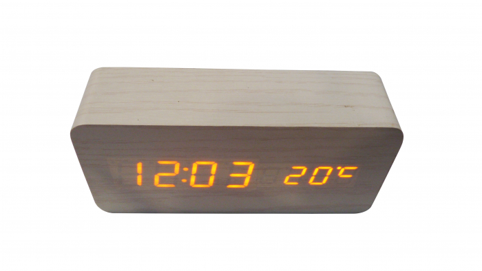 Ceas Digital LED cu aspect de lemn [3]