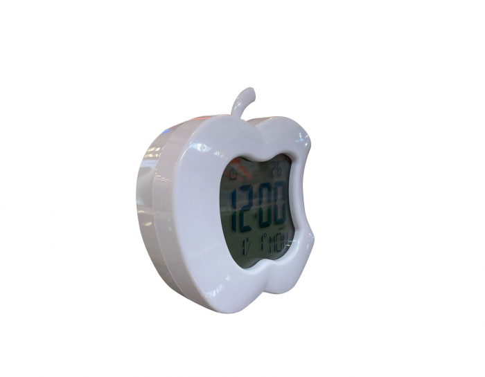 Ceas digital cu alarma, termometru, calendar, Mar alb [3]