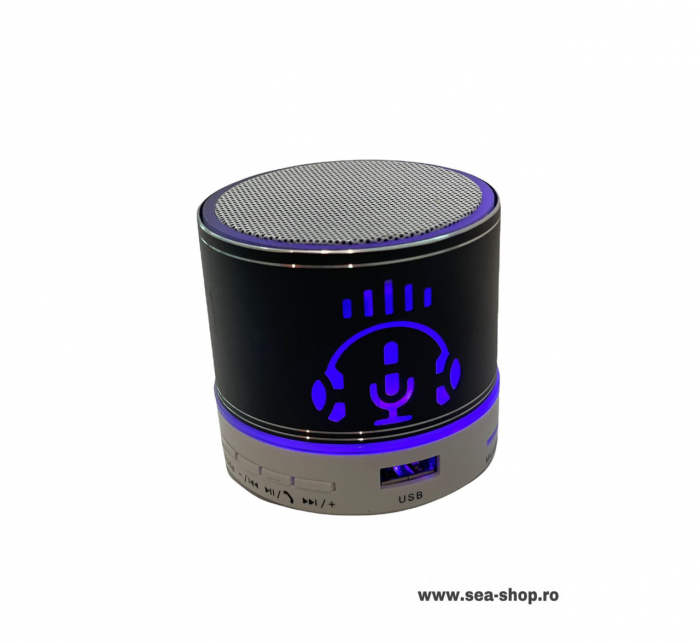 Mini boxa Portabila cu Bluetooth si LED, Negru [2]
