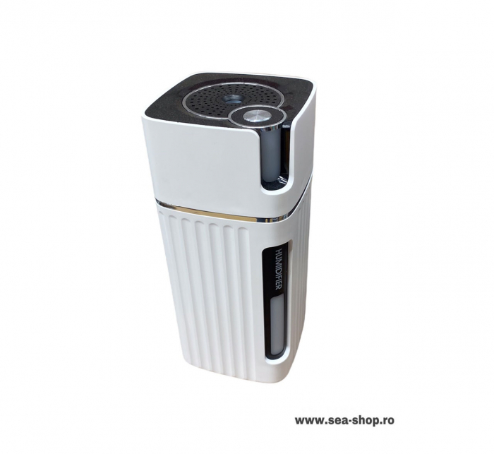 Umidificator Ultrasonic Cube si Difuzor AromaTerapie, culoare Alb, 300 ml [3]
