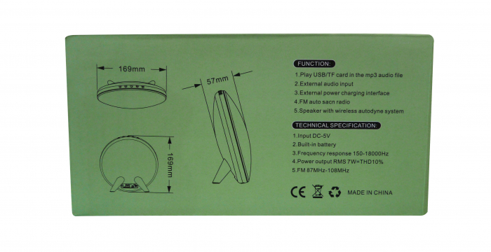 Boxa Portabila Wireless WS-1625 cu bluetooth, culoare verde [3]