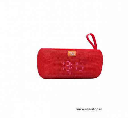 Ceasuri Digitale si Radio - Boxă Portabilă Bluetooth cu Ceas, Termometru si Radio FM, Rosu