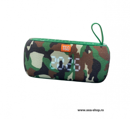 Ceasuri Digitale si Radio - Boxă Portabilă Bluetooth cu Ceas, Termometru si Radio FM, Army - Camuflaj