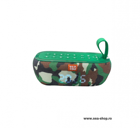 Boxă Portabilă Bluetooth cu Ceas, Termometru si Radio FM, Army - Camuflaj [2]