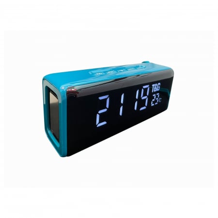 Ceasuri Digitale si Radio - Boxa Portabila T&G cu ceas si afisaj digital, culoare albastru cu negru lucios
