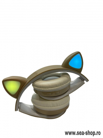 Casti Wireless CATS cu lumini RGB, crem [2]