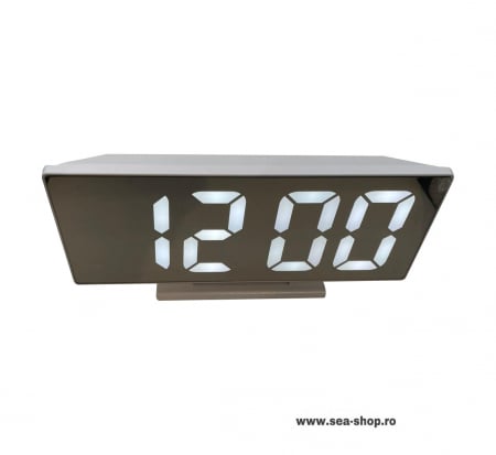 Ceas digital oglinda cu afisaj led, culoare alb [1]